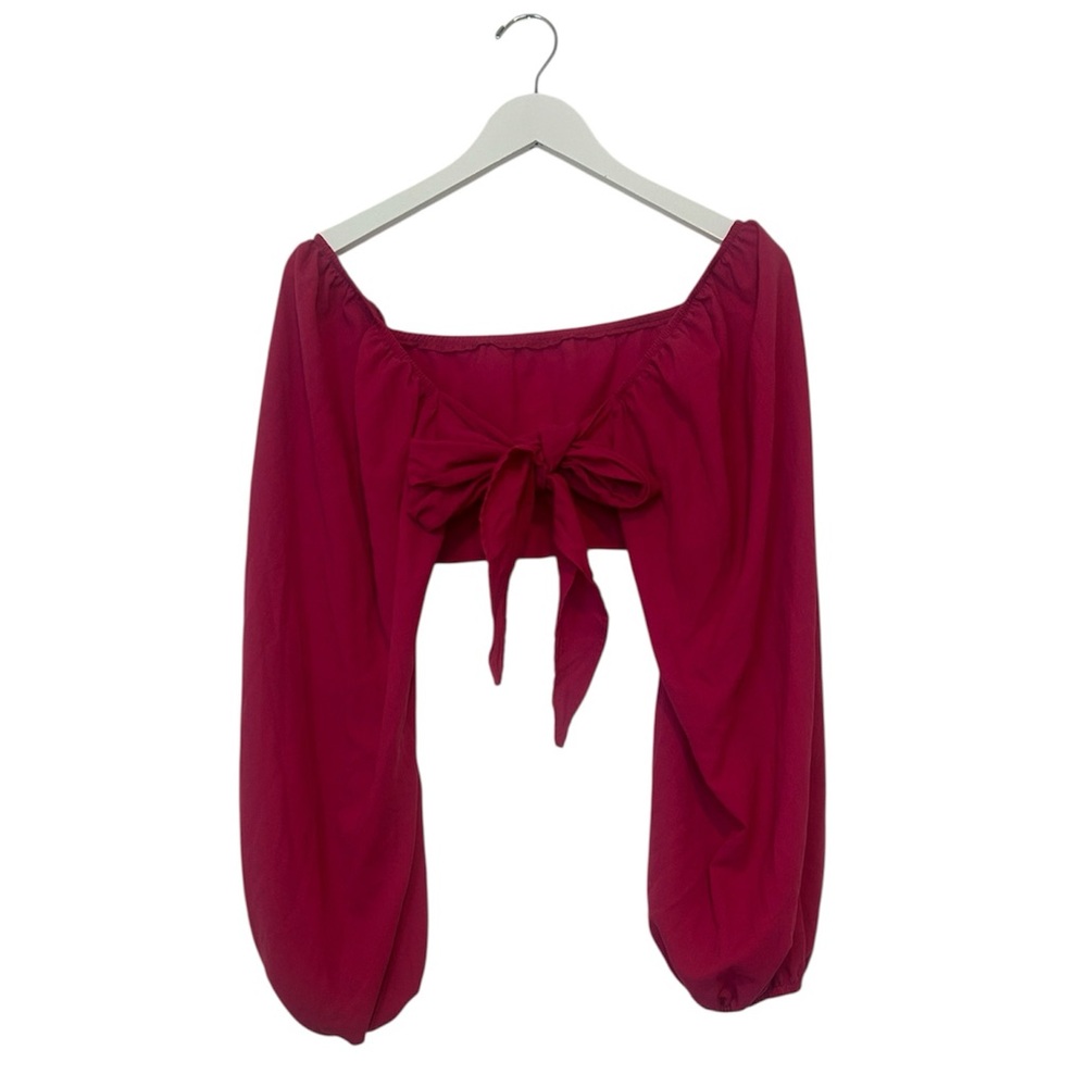 SHEIN Fuchsia Tie Front Crop Top, Large